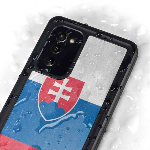 Slovakia Flag Distressed Galaxy Note20 5G Waterproof Case